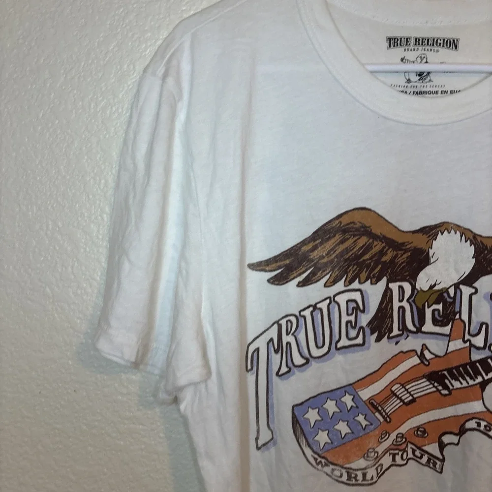 True Religion T Shirt Guitar Bald‎ Eagle World Tour 1971 Rock & Roll Festival XL